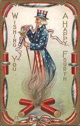 Patriotic Uncle Sam 4th of July Greeting Postcard