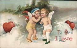 Whispering Cupids Valentine Postcard, 1912 Children Postcard Postcard