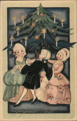 Children Around a Christmas Tree - Joyeux Noël Italy Postcard Postcard Postcard