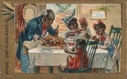 Black Family Thanksgiving Dinner Postcard