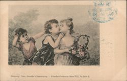 Jealous Boy Watches Kissing Children, Stroeter's Kunstverlag Postcard