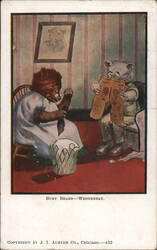 Busy Bears Mending Pants: A Humorous Wednesday Scene Teddy Bears Postcard Postcard Postcard