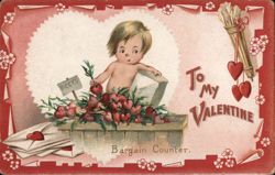 Bargain Counter Cupid with Heart-Shaped Beets Postcard