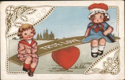 True Love Seesaw: Children's Valentine's Day Postcard Postcard Postcard