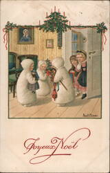 Children in Winter Coats Exchanging Christmas Gifts Pauli Ebner Postcard Postcard Postcard