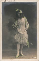 Jeannine: French Actress in a Sheer White Dress Actresses Doria Postcard Postcard Postcard