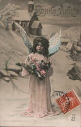 New Year's Angel with Toys, French Postcard Postcard