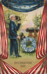 Patriotic Gentleman Honors Fallen Soldiers on Decoration Day Postcard