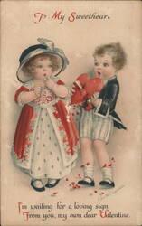 To My Sweetheart: Children with Valentine Heart Ellen Clapsaddle Postcard Postcard Postcard