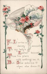 Lady in Easter Bonnet Poem Postcard Postcard