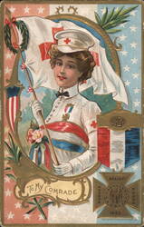 To My Comrade - Woman's Relief Corps member and medal Memorial Day Postcard Postcard Postcard