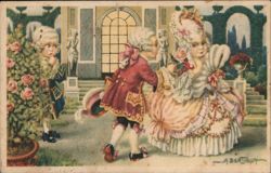 Whimsical Children in Rococo Costumes - A. Bertiglia Illustration Artist Signed Postcard Postcard Postcard