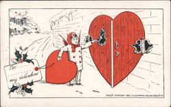 Cherubic Valentine Delivering Heart-Shaped Gift Postcard