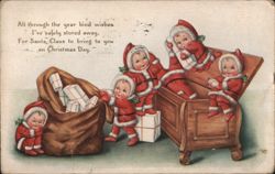 Five Santa's Helpers with Gifts Santa Claus Postcard Postcard Postcard