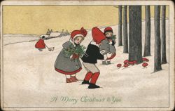 Children Gathering Holly in Snowy Woods, Christmas Greeting Pauli Ebner Postcard Postcard Postcard