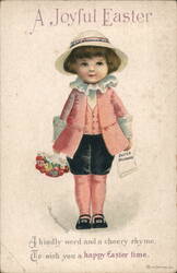 Easter Messenger Boy with Flowers Postcard