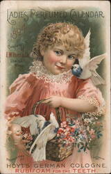 1894 Ladies Perfumed Calendar with Girl and Doves Girls Trade Card Trade Card Trade Card