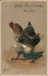 Two Speckled Hens, Easter Greeting Postcard