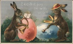 Easter Bunnies Playing Musical Instruments Postcard