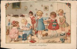 Children's Tea Party: A Charming Vintage Illustration Pauli Ebner Postcard Postcard Postcard