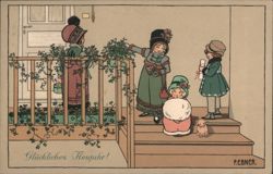 Children in Fancy Dress, New Year's Greeting Postcard