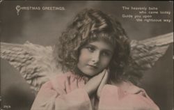 Angelic Christmas Girl with Praying Hands Postcard