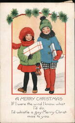 Children with Christmas Gifts, Holiday Greeting Card Postcard Postcard Postcard