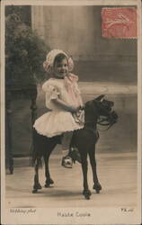 Little Girl on Rocking Horse Children Postcard Postcard Postcard