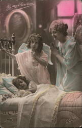 Guardian Angels Watching Over Sleeping Child Postcard Postcard Postcard