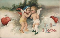 Whispering Cupids Valentine Greeting Postcard