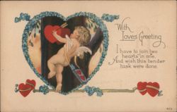 Cherubic Cupid with Bow and Arrow, Valentine's Day Greeting Postcard