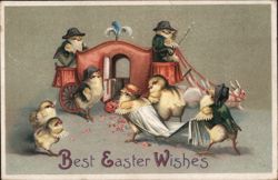 Baby Chicks Easter Wedding Procession Postcard