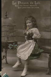 Girl with Canary on Her Lip Postcard