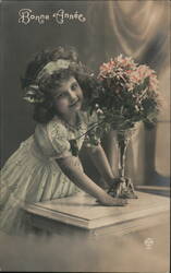 Little Girl with Flowers, Bonne Année, 191 Children Postcard Postcard Postcard