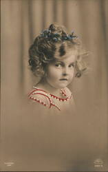 Portrait of a Young Girl with Flowers in Her Hair Girls Postcard Postcard Postcard