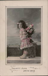 Girl with Flower Basket, Souvenir d'une petite amie Postcard