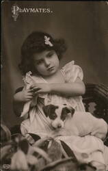 Little Girl with Puppy Playmates Postcard