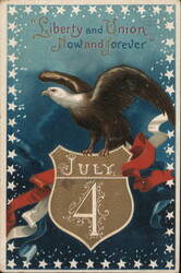 Patriotic Eagle & Shield with July 4th Date Postcard