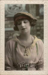 Portrait of Peggy Kurton, British Actress, Hand-Painted Real Photo Postcard Actresses Postcard Postcard