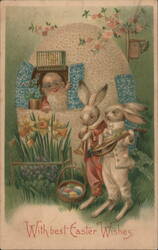 Easter Bunnies Serenade Gnome in Giant Egg With Bunnies Postcard Postcard Postcard