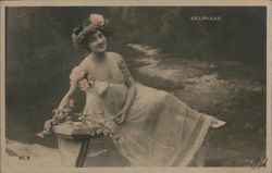 Young Woman in Sheer Dress with Flowers, Selwicke Series Women Postcard Postcard Postcard