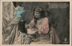 Young Girl Playing with her Doll Postcard