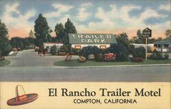 El Rancho Trailer Motel, Compton, CA Postcard