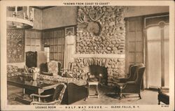 Half Way House Lounge Room, Glens Falls, NY - Linen Postcard New York Postcard Postcard