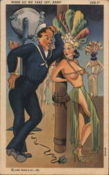 Navy Sailor & Showgirl, "When Do We Take Off, Babe?" Postcard