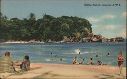 Boston Beach, Jamaica, People Bathing in Ocean Postcard