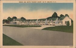 Green and White Tourist Court, US 17, Bolivia, NC Postcard