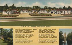 Haines City Motor Court on US 17 & 92, Haines City FL Florida Postcard Postcard Postcard