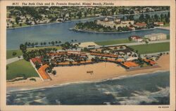 The Bath Club and St. Francis Hospital, Miami Beach, FL Postcard