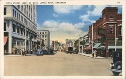 Fifth Street, West of Main, Little Rock, Arkansas Postcard